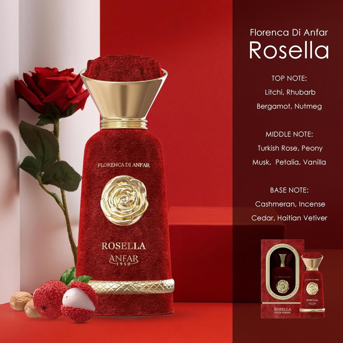 Anfar Rosella Extrait De Parfum for Women 100ml 3.4Oz 1950