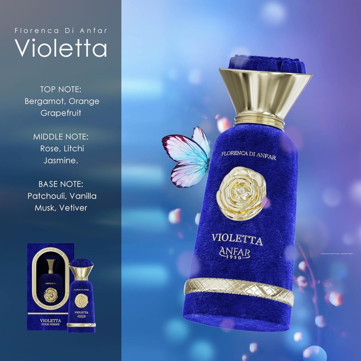 Anfar Violetta Extrait De Parfum for Women 100ml 3.4Oz 1950